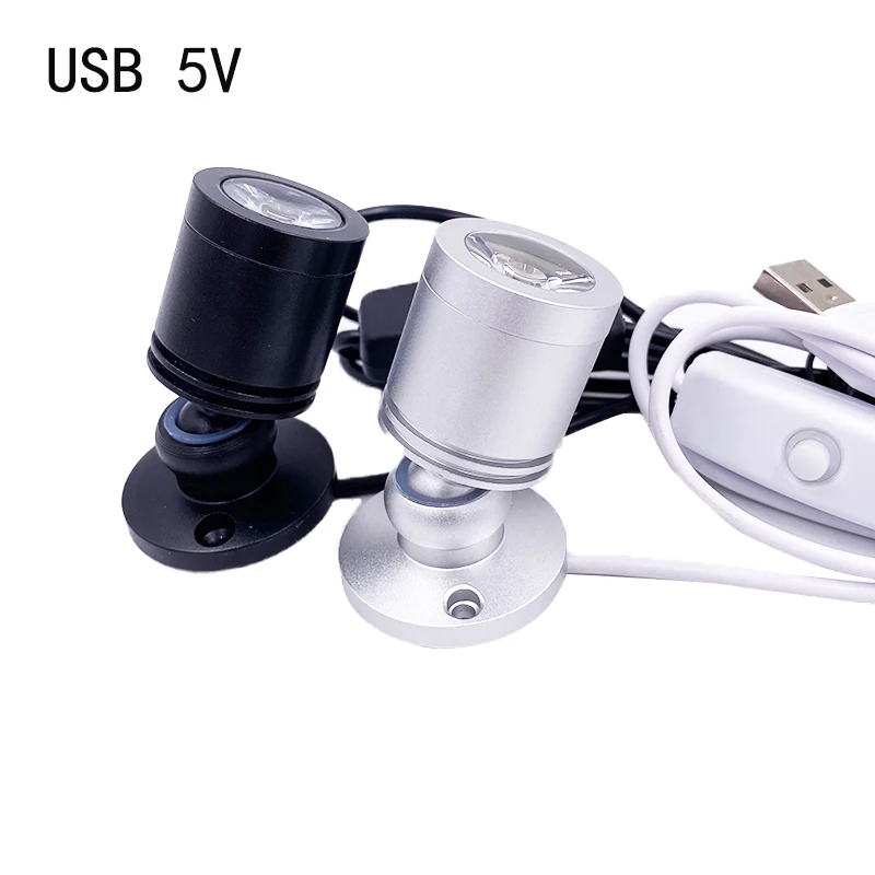 LED Spotlight Mini 1W/3W Jewelry Display DC5V With Switch USB Interface Shop Cabinet Interior Toy Decoration Desktop Focus