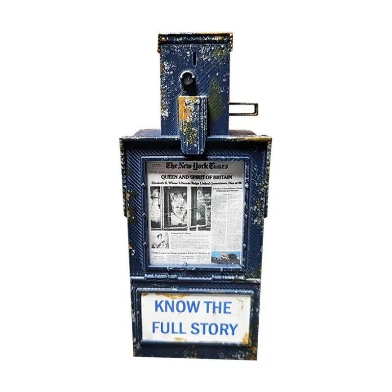 Retro Telephones Ornament Pay Phone Model Vintage Booth Telephone Figurine Newspaper Support Mailbox Decoration Ornament artificial telephone ornament