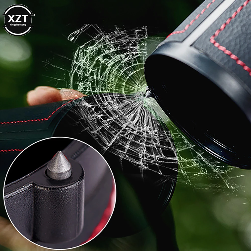 Car Tissue Holder Multifunction Car Tissue Box Cover Holder Auto Round Paper Tube With Safety Hammer Interior