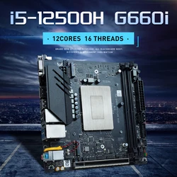 ERYING M-ITX Desktops Motherboard with Onboard CPU Kit i5 12500H SRLCY i5-12500H 12C16T DDR4 Gaming PC Computer Assembly Set