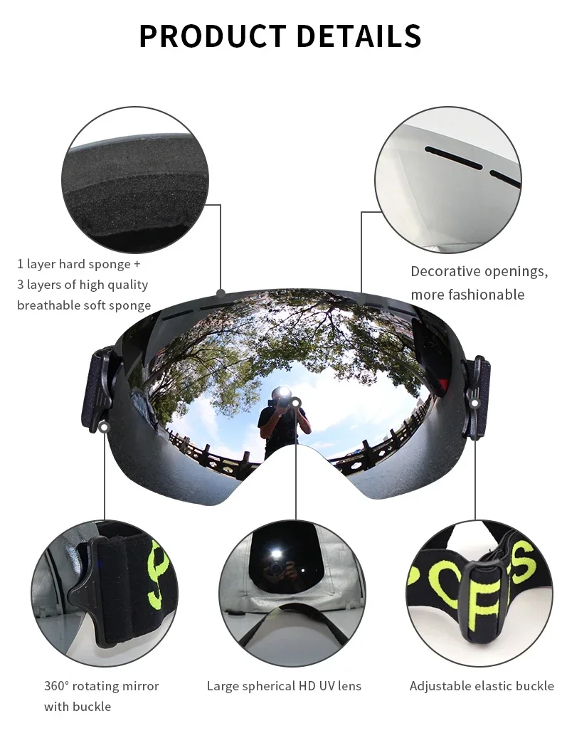 LIGHTWEIGHT Professional Ski Goggles, Men&Women,UV400, Adult Anti-fog,Snowboard Skiing Glasses,Ultra-light, Winter, Snow Eyewear 2