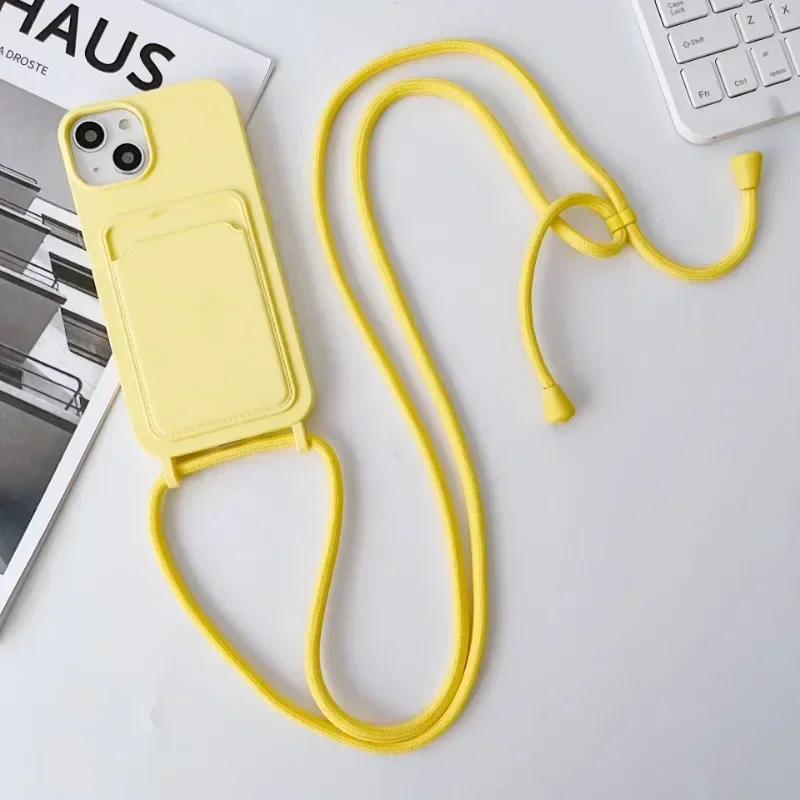 Versatile Crossbody Lanyard Phone Case with Card Holder and Soft Silicone Necklace Strap