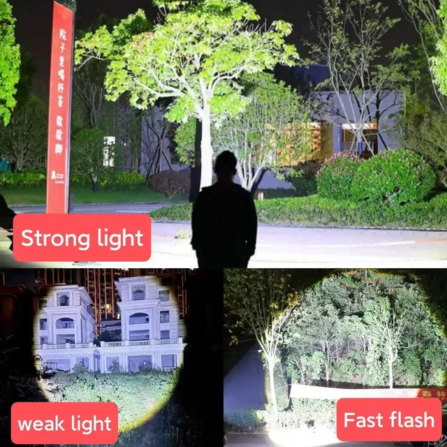 High Power Led Flashlight 1000000LM Powerful Flashlight Portable USB Rechargeable Led Lamp 2000mah Emergency Camping Torch 5
