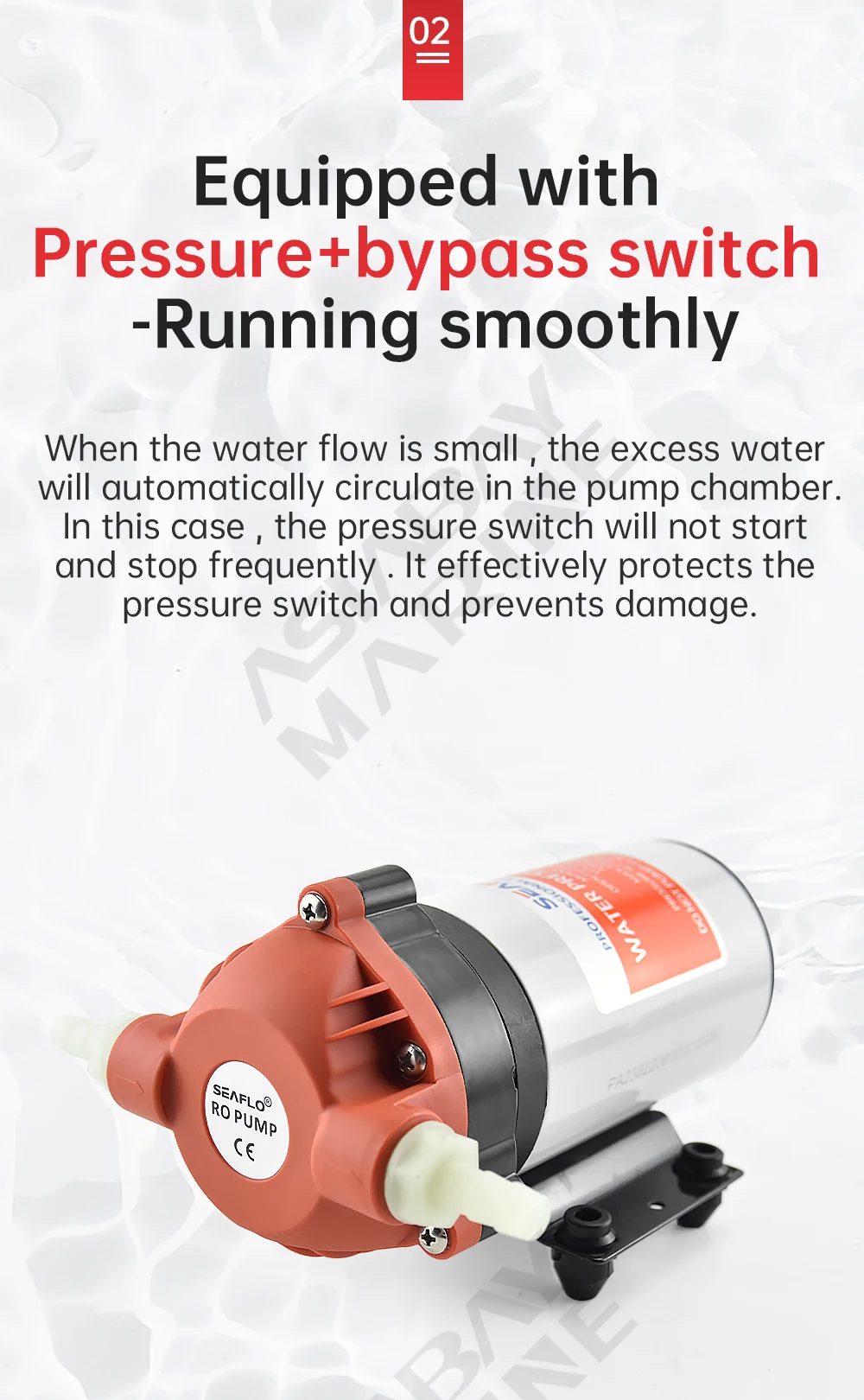SEAFLO 220 V hocheffiziente Wasserpumpe zur Erhöhung des Umkehrosmose-Systems für Boot, Wohnmobil, ersetzt Santoemma Sabrina SW15 – Detail 6
