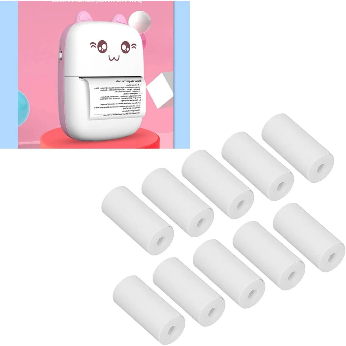 10 롤 인쇄 가능한 용지 롤 미니 프린터 용지 열 라벨 57 X 25mm 흰색 인쇄 가능한 열 감지 감열지 롤