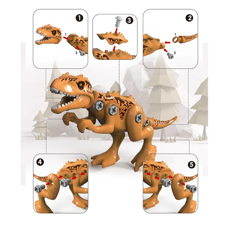 Children Dinosaur Building Blocks Disassembly And Assembly DIY Screw Removal Dinosaur Puzzle Tyrannosaurus Rex Educational Toy