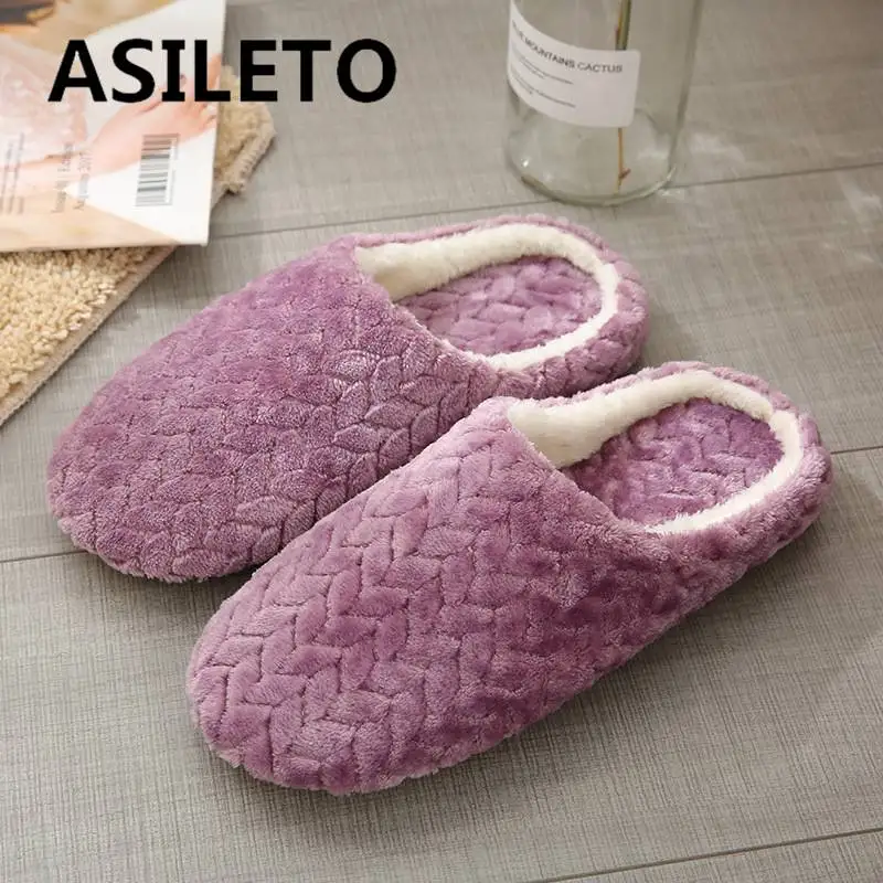 

ASILETO 2022 Soft Sole Silent Simple Cotton Slippers Non-slip Indoor Home Shoes Solid Bedroom Mans Womans Slides Plus Size 44 45