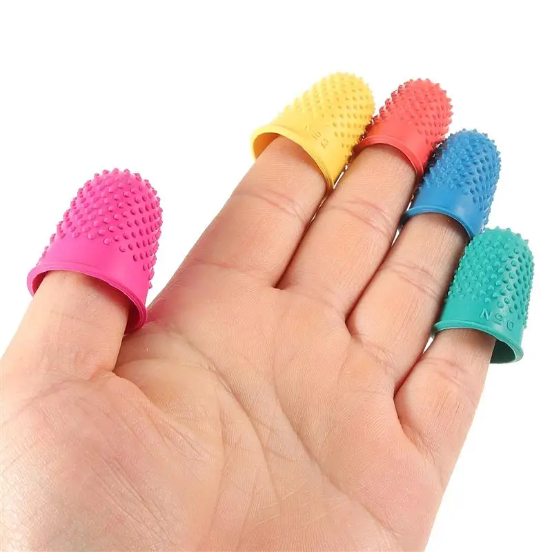 20pcs Rubber Finger Protectors Sleeve Cover Anti-Slip Finger Guard Embroidery Knitting Sewing Thimble Cover Cots