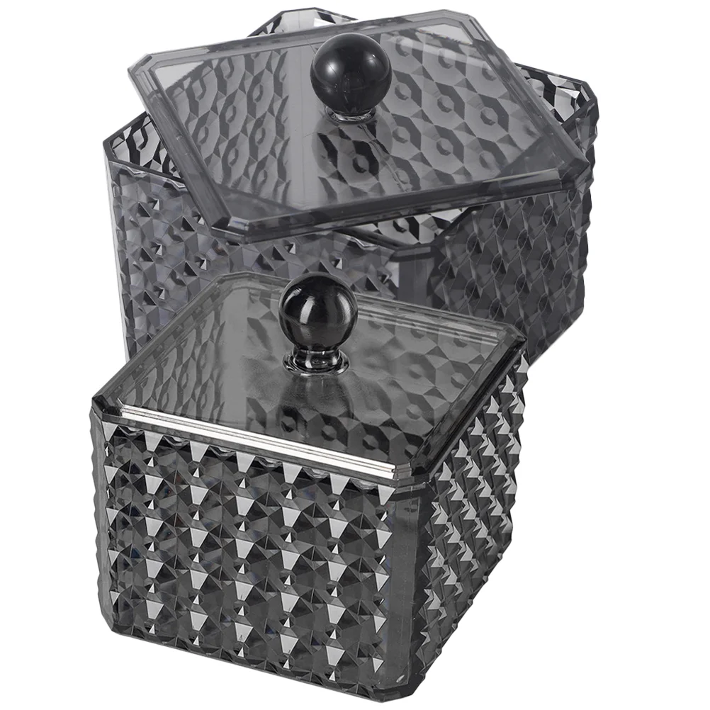 

Square Holder Cotton Swabs Container Bathroom Vanity Countertop Storage Canister Jar Organizer Black