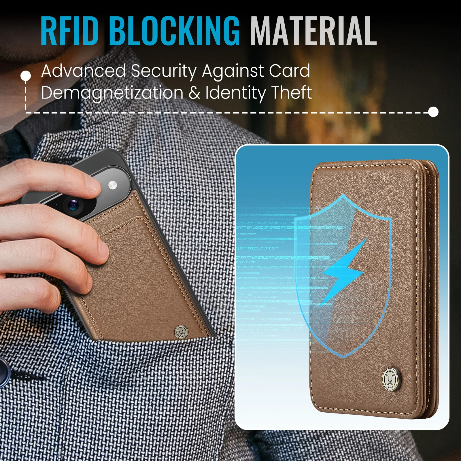 2-i-1 avtagbart magnetiskt korthållare plånboksfodral i läder för Google Pixel 9 Pro XL 9Pro avtagbar väska ficka RFID telefonfodral_voghion.com