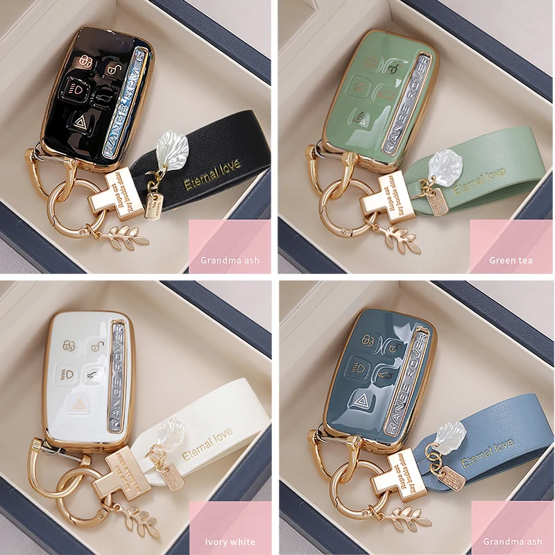Plating TPU Car Key Case Cover Holder Shell Keychain for Land Rover Range Rover Sport Discovery 3 4 Elander 2 Evoque key case key case cover car key shell