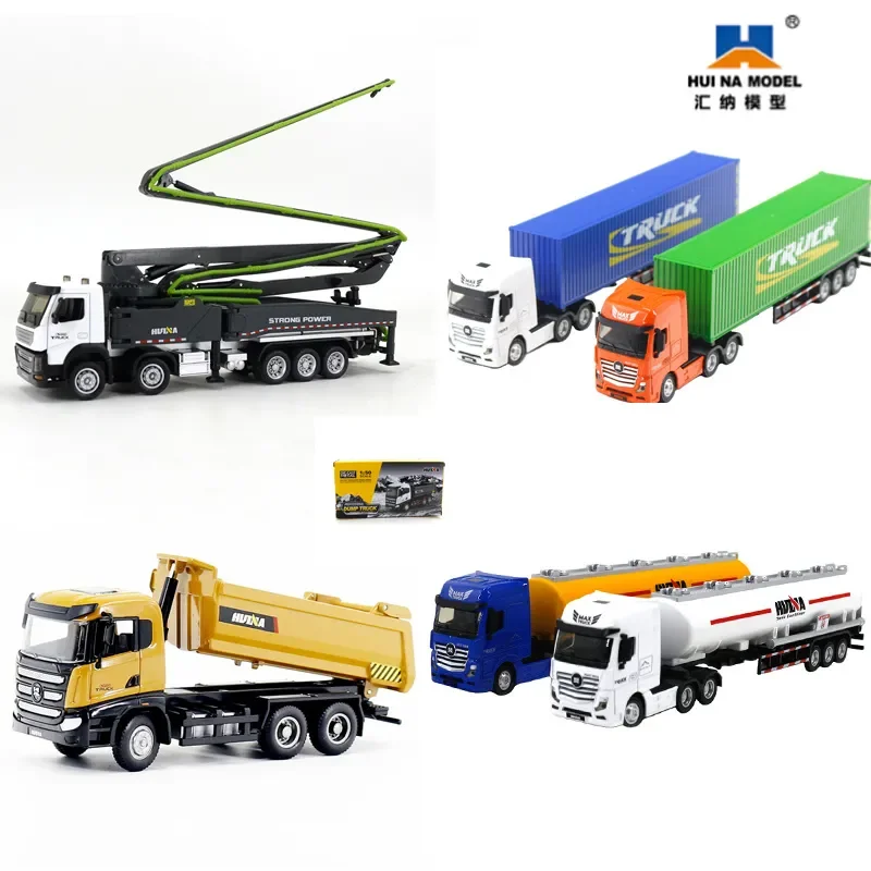 

Huina 1:50 Static Engineering Vehicle Semi Alloy Concrete Pump Truck Dump Car Model Ornaments Children's Toys Collection Gift