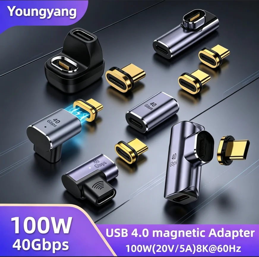 Enhanced USB-C Magnetic Adapter with 40Gbps Data Transfer and 100W Fast Charging Capability