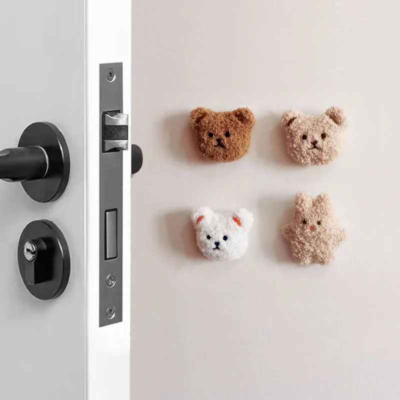 Ins Korean Bear Children's Room Door Rear Handle Silent Anti-collision Sticker Cushion Anti-Bump Wall Protector Door Stopper
