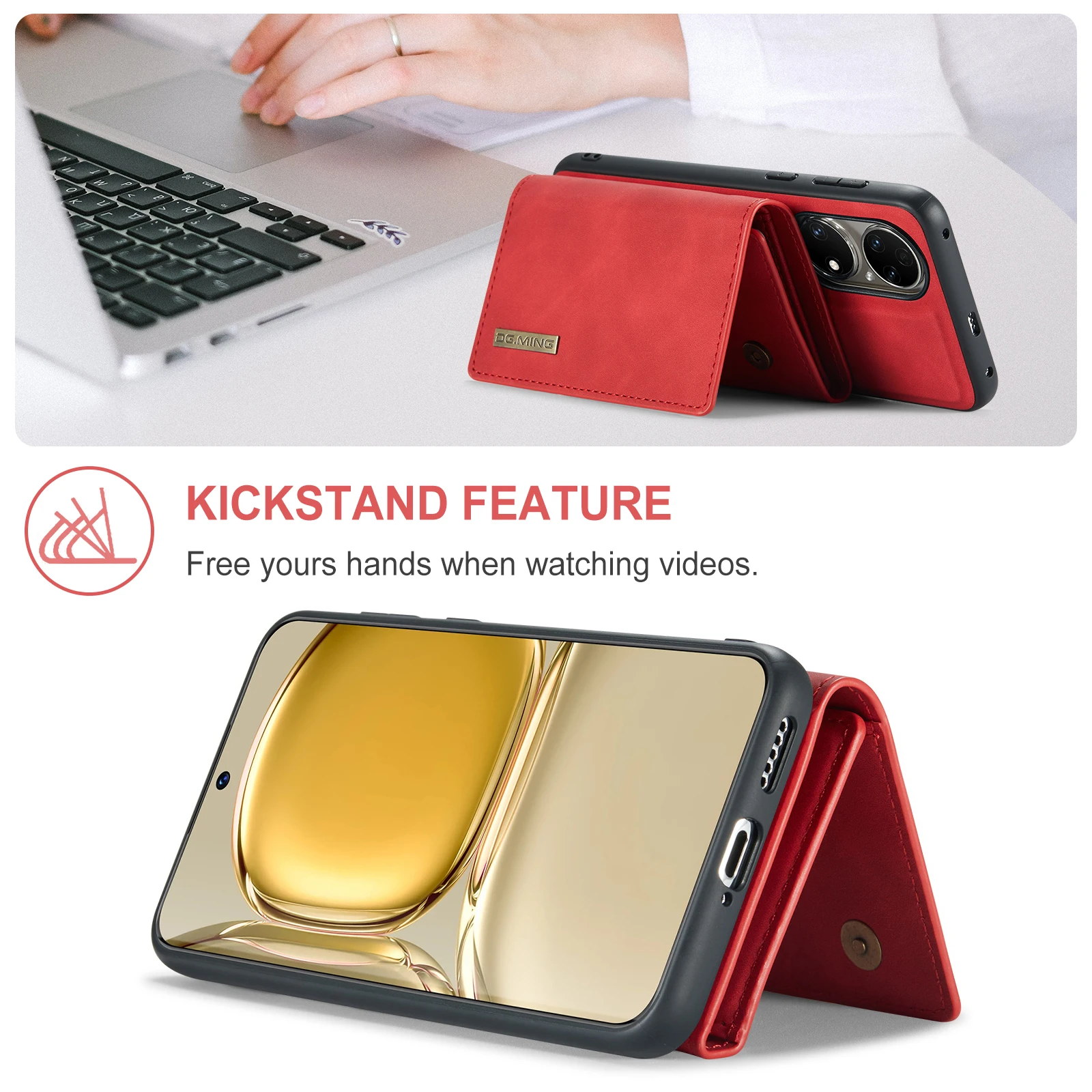 Magnetic Wallet Case For Huawei P50 Pro Shockproof Stand Multi Card Slot Fibre Lined Protective Leather Cover