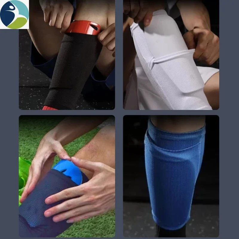 Soccer Shin Guards Calf Compression Sleeves 1 Pair Football Shin Guard with Pocket Compression Calf Sleeve Sports Socks Soccer Leg Support Protector for Adult Teen Children