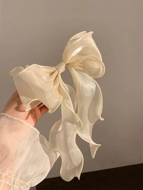 43596-3b187a.jpg Black Organza Bow Fluttering Ribbon Hair Clips for Women French Female Headdress Large Hair Clips Girl Hair Accessories Hairgrip