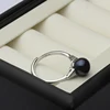 Freshwater Pearl Rings For Women,Cubic Zircon 925 Silver Open Pearl Ring Adjustable Mom Wife Birthday Gift Black 6