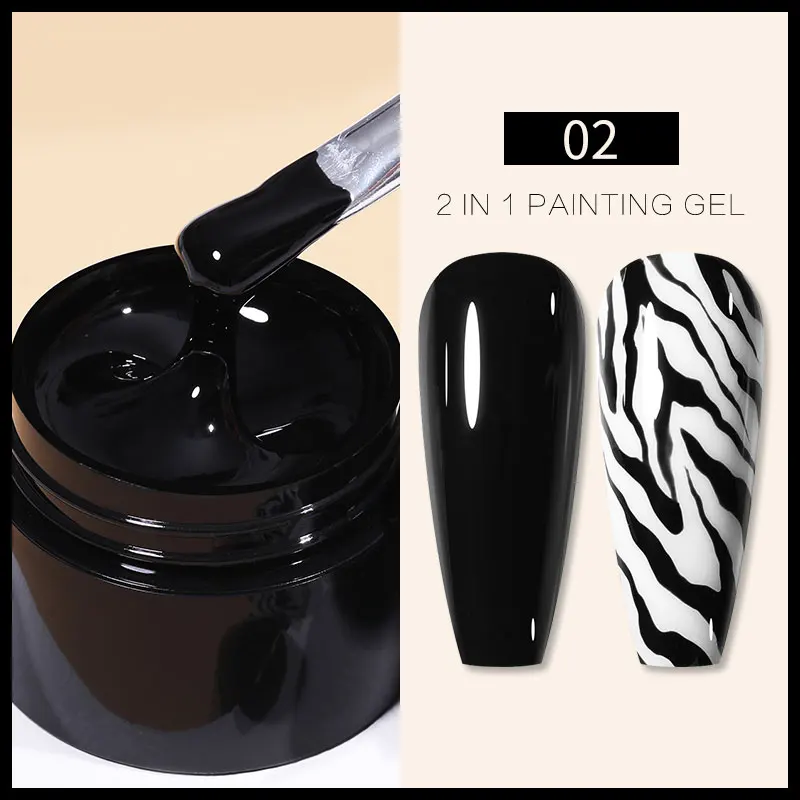 thumbnail image 1 of BORN PRETTY Esmalte en gel para pintar en blanco y negro, 5 ml, profesional, con textura súper fina, para dibujar líneas y flores, gel para manicura UV, 1 of 5