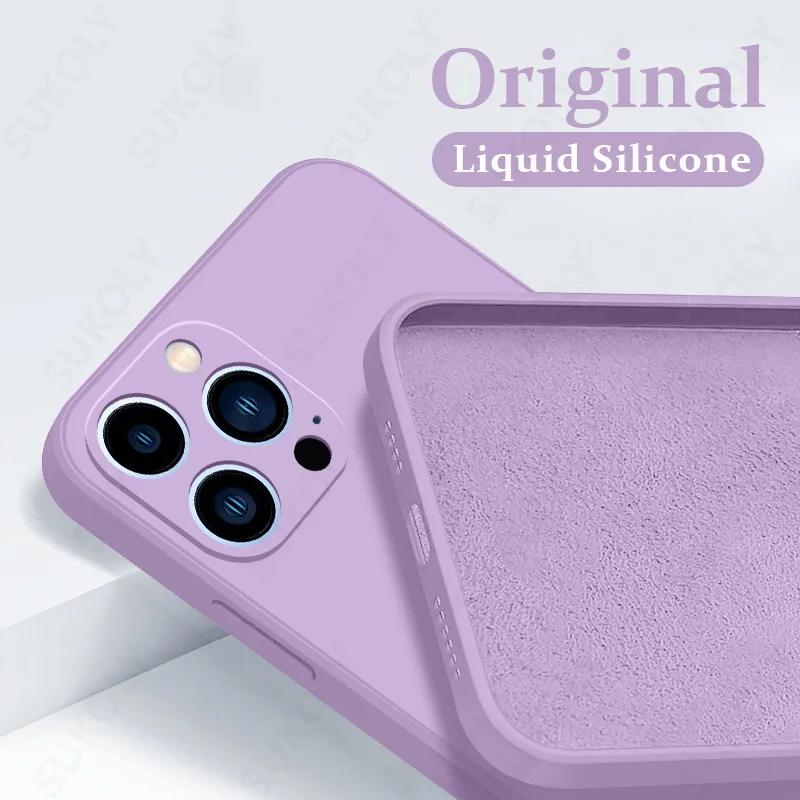 Liquid Silicone Case iPhone 13 14 15 Pro Max 11 15 Pro Cover Shockproof Soft Camera Protection