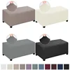 Polar Fleece Stretch Ottoman Stool Cover Elastic Durable Footstool Covers Rectangle Footrest Slipcovers Furniture Protector 1