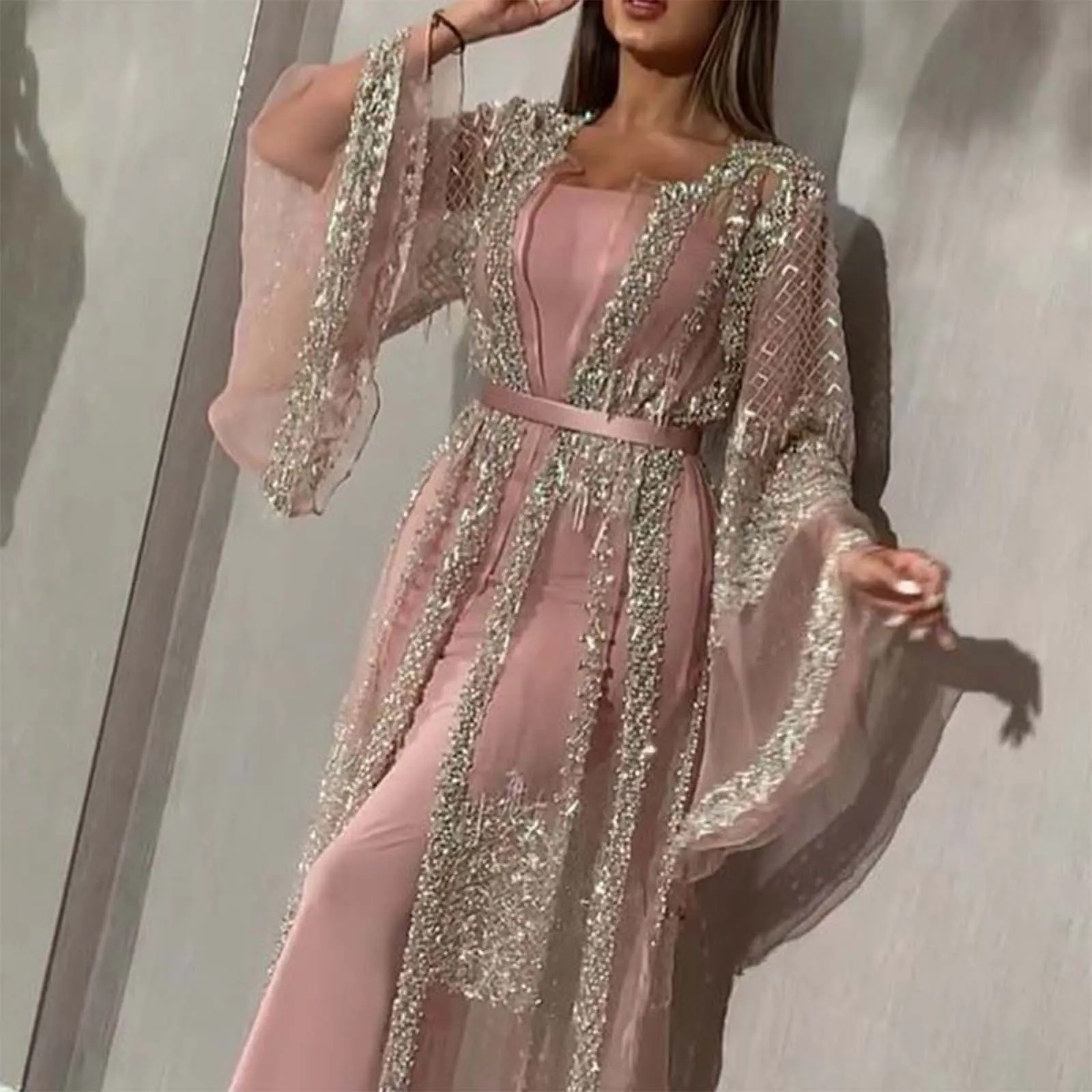 

Elegant Big Swing Evening Shawl Dress For Women Flare Long Sleeve Sexy Casual Dresses Banquet Wedding Party Night Lady Vestidos