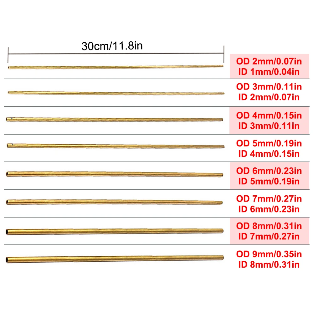 Versatile Brass Tubes for DIY Projects - Various Diameters and Lengths