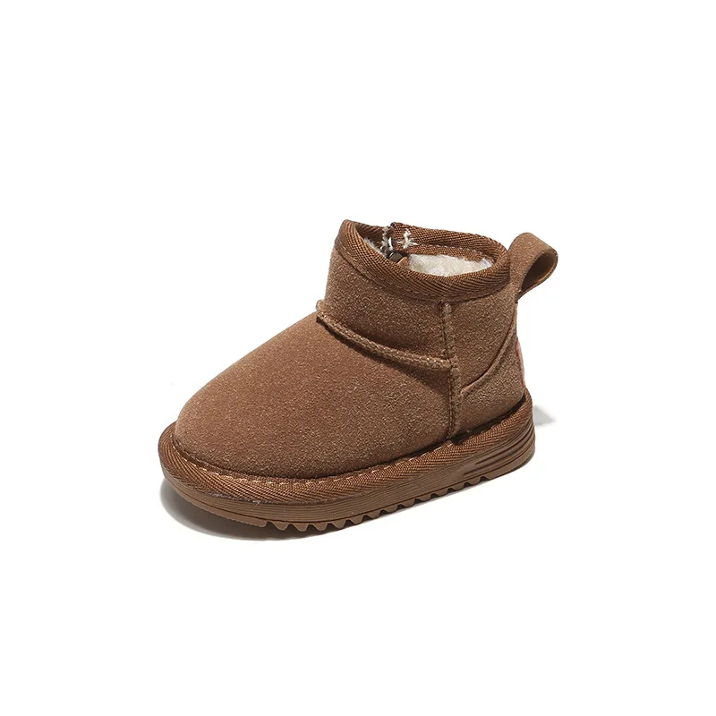 Bottines d'hiver en cuir de qualité pour enfants, garçons et filles, chaudes, semelles souples, antidérapantes, taille 15-30_voghion.com