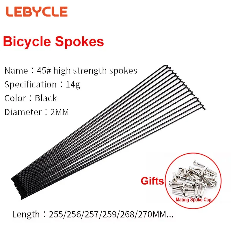 A ABSOPRO Lot De 36 Rayons De Vélo 14 G 255 Mm En Acier Noir