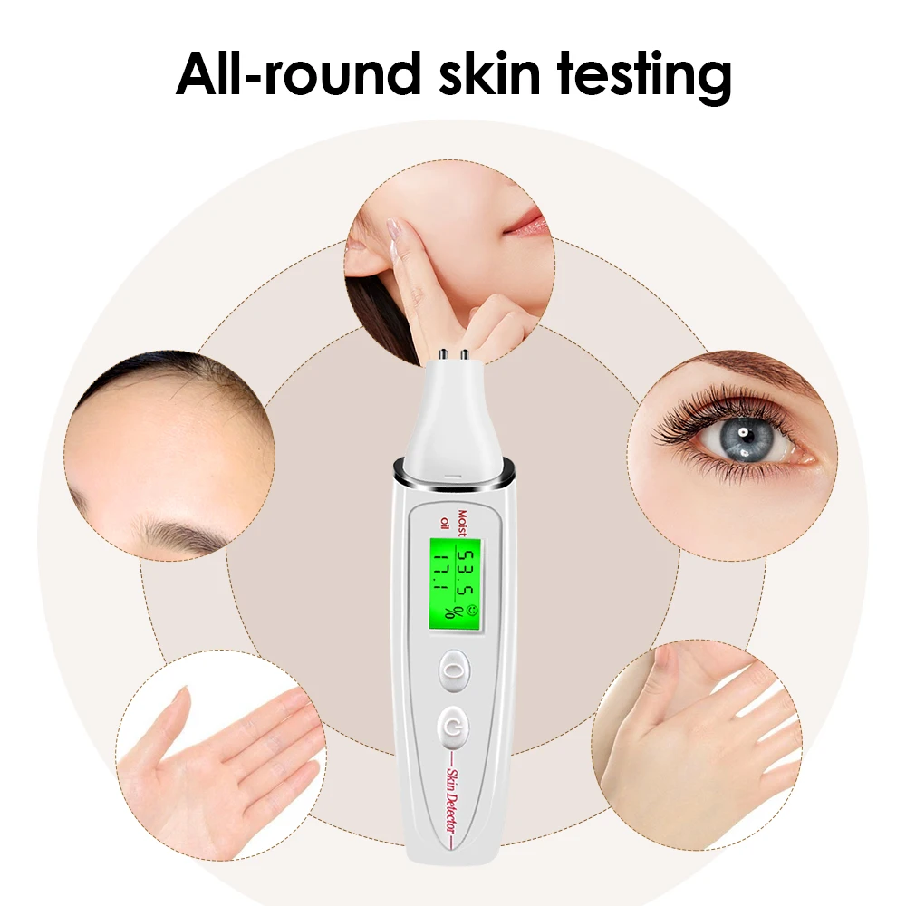 Digital Skin Tester Moisture Oil Test Meter Facial Skin Moisture&Oil Content Analyzer skin tester for Forehead Cheek