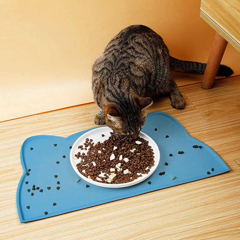 Pet Bowl Mat Silicone Waterproof Dog Feeding Mat No-Slip Cats Food Placemat  Treat Mat for Food Water Bowls with Edges - AliExpress