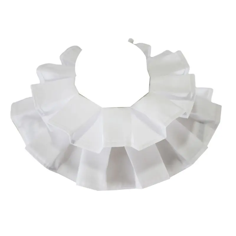 

Womens Vintage Renaissance Cotton Ruffle Fake Collar Victorian White Neck Ruff Scarf Halloween Cosplay Costume Props Accessory