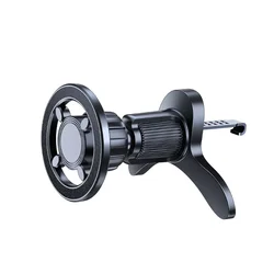 Magnetic 360° Rotatable Car Phone Holder with Vent Installation and Metal Hook - Black Car Accessory (Black)