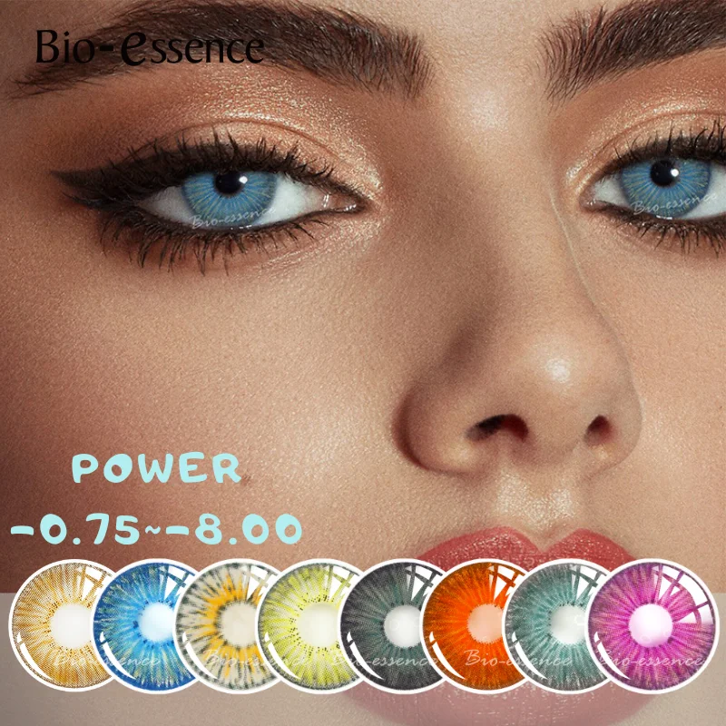 

Bio-essence 1 Pair Color Contact Lenses Power -0.75~-8.00 Degree Lens Natural Big Pupils Colored Eyes Contacts Lenses