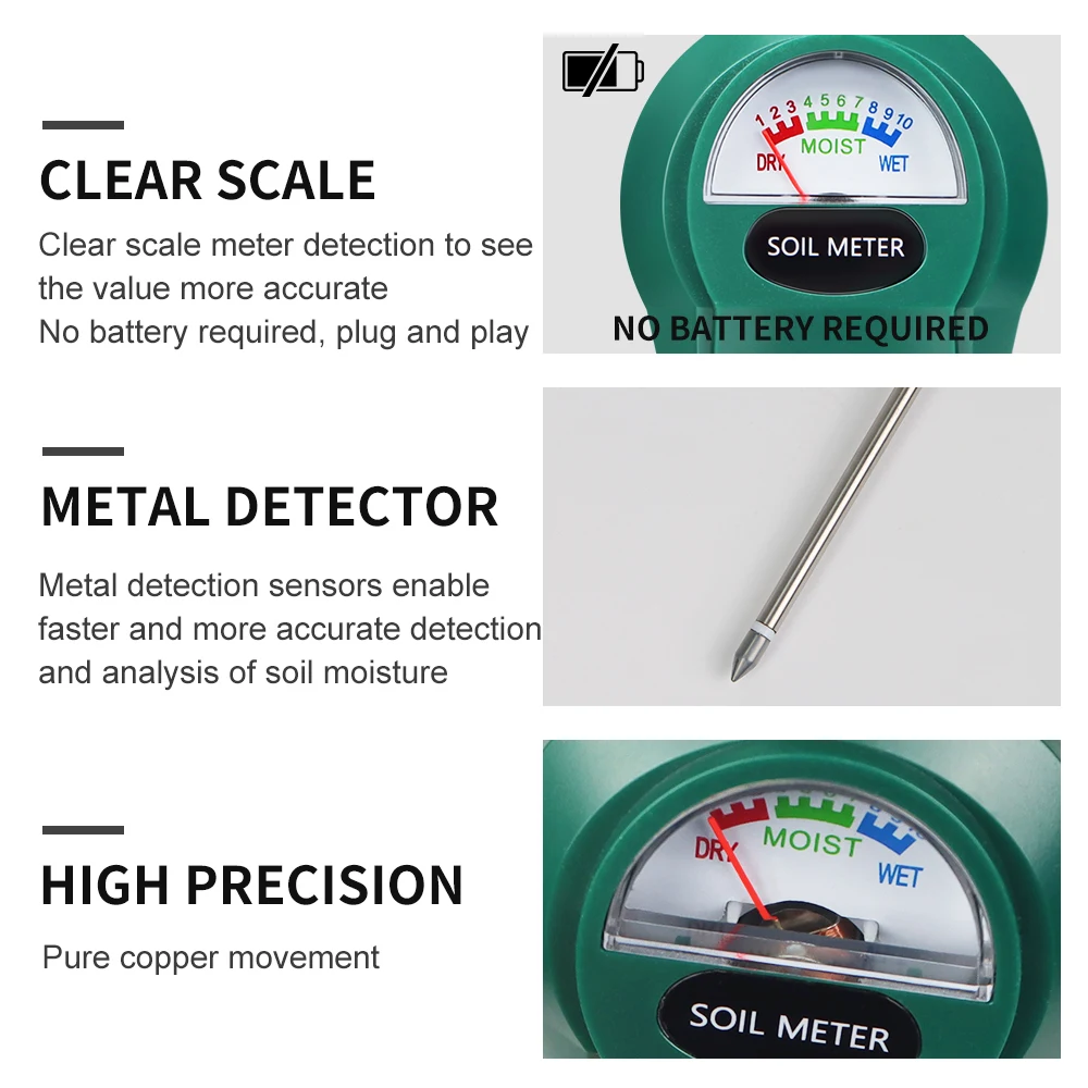 Handheld Soil Moisture Meter Professional Soil Tester Moisture/PH/Fertility Detection Gardening Measuring Tool for Flower Plant