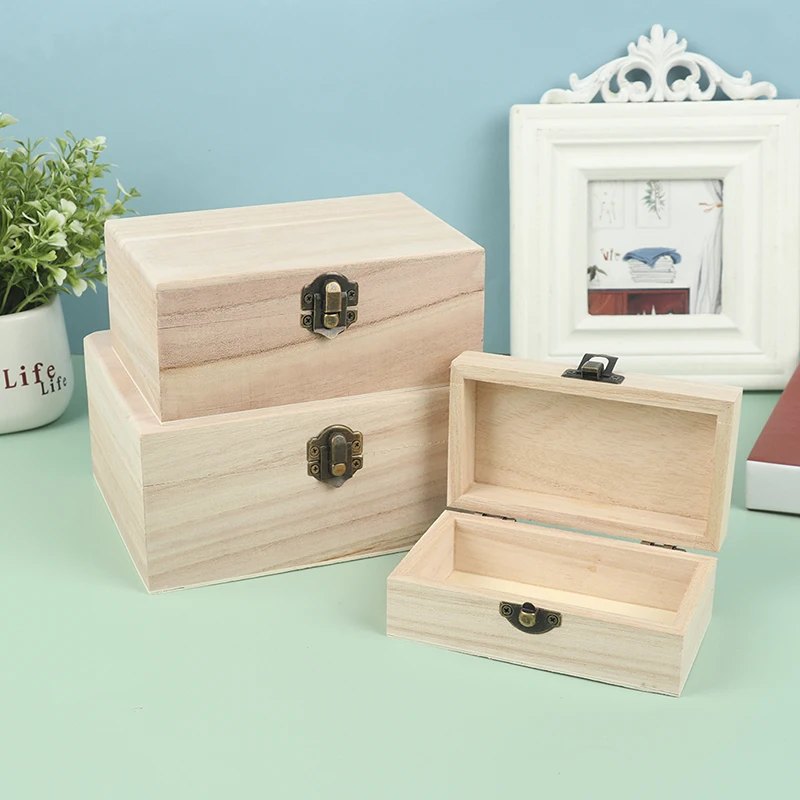 

1PC New Portable Multifunction Wooden Jewelry Case with Lid Earring Necklace Storage Container Box for Home Decoration Supply