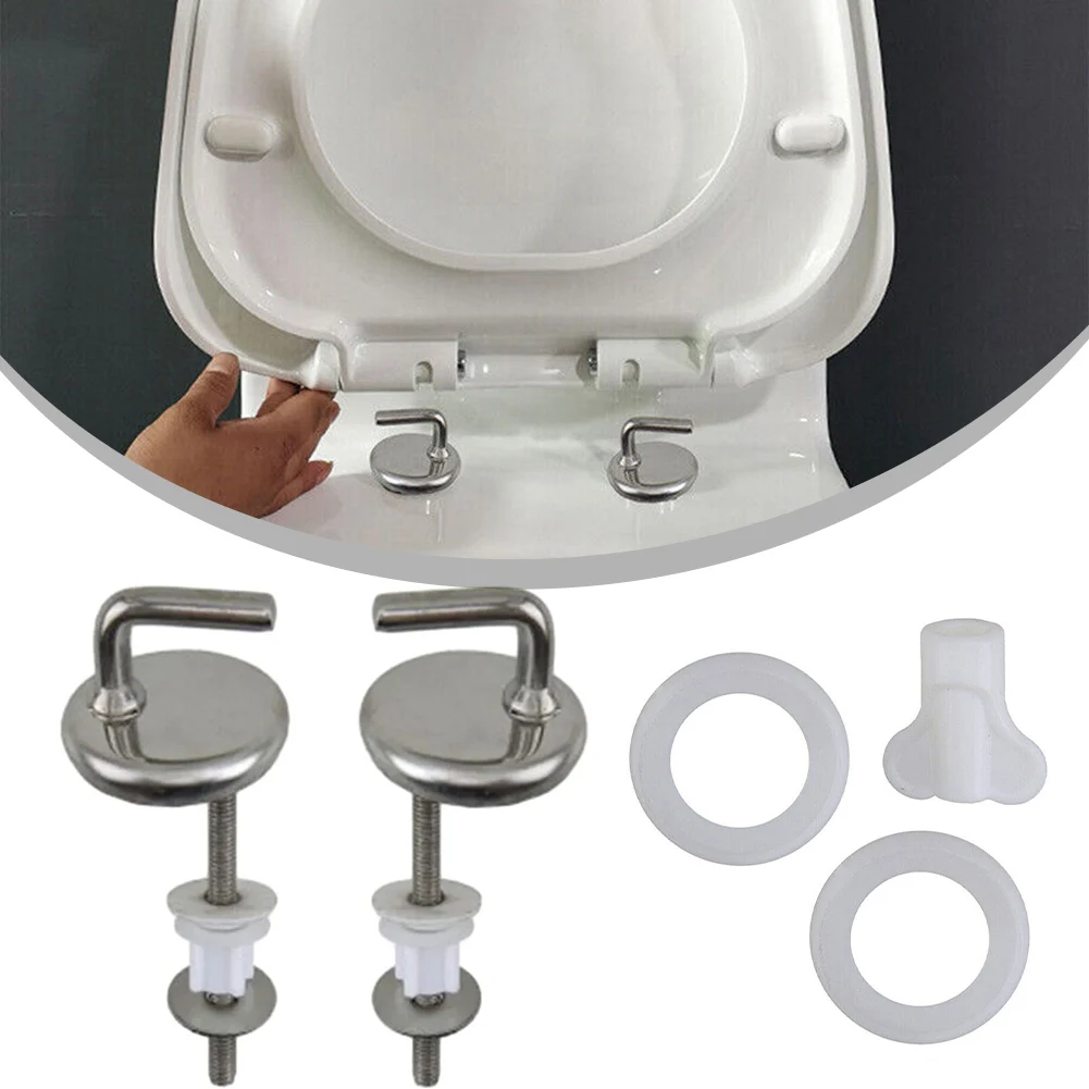 2Pcs Toilet Seat Hinge Stainless Steel Toilet Cover Mounting Connector Lid Hinge Mounting Fittings Replacement Parts toilet seat accessories toilet hinge replacement