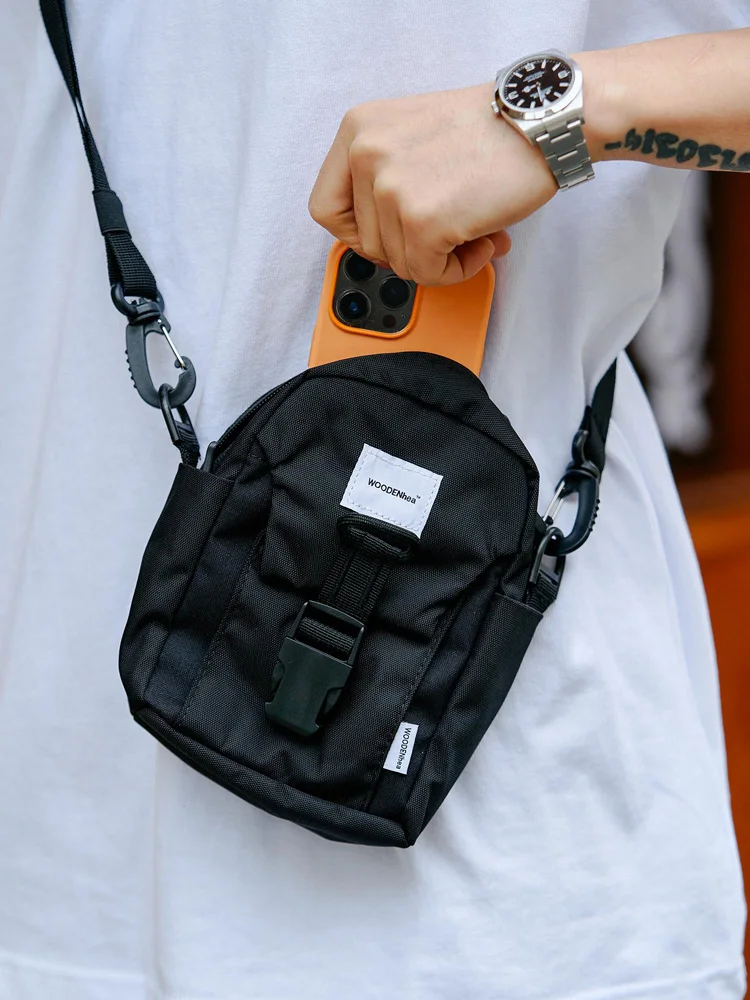 WOODENhea Backpaks 15.5*20 Cm Mini Shoulder Bag Function Buckle Men Women Casual Phone Bag Wallet Adjustable Shoulder Straps