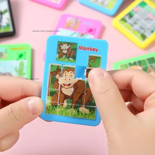 1pc Mini Early Educational Toy Developing for Children Jigsaw Digital Number 1-16 Animal Cartoon Puzzle Game Toys 4