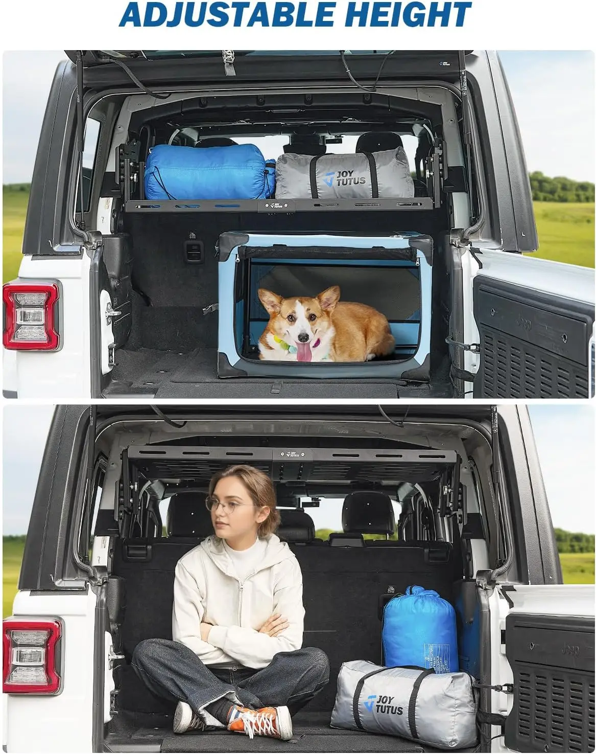 Rear Cargo Rack Basket Compatible with Wrangler JL 2018-2023 (Hard-Top Only, Not Fit 2024-2026), 350 LBS Adjustable Height Trunk