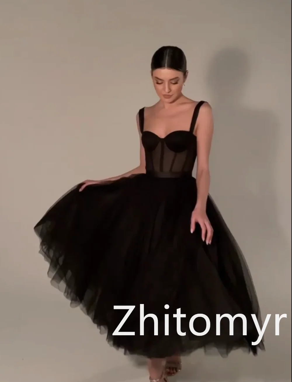 Customized Fashion Spaghetti A-line Cocktail Dresses Layered Lace Open back  Soutache/Ribbon Trim Net/Tulle Anke length Evening - AliExpress 320