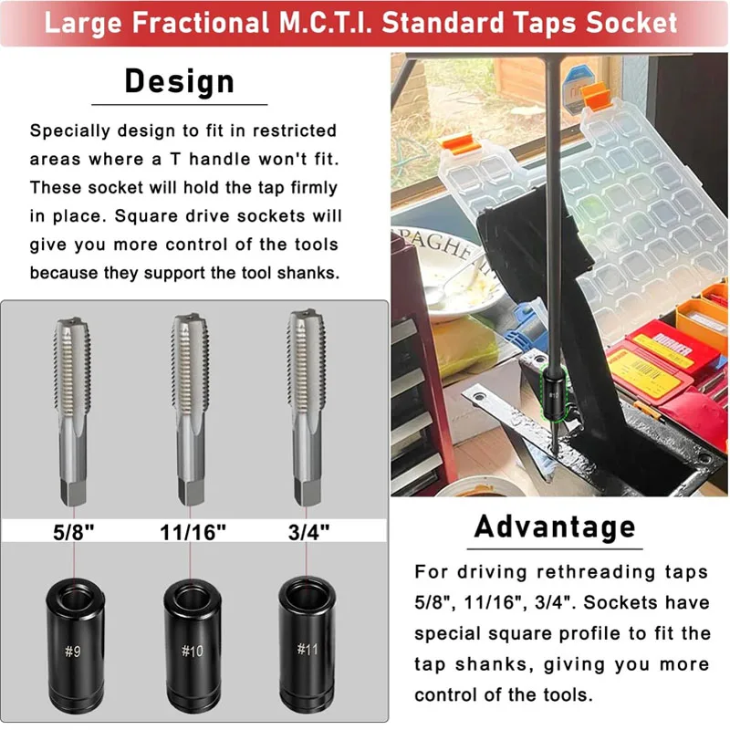 Tap Socket Set For Large Tap Size 5/8