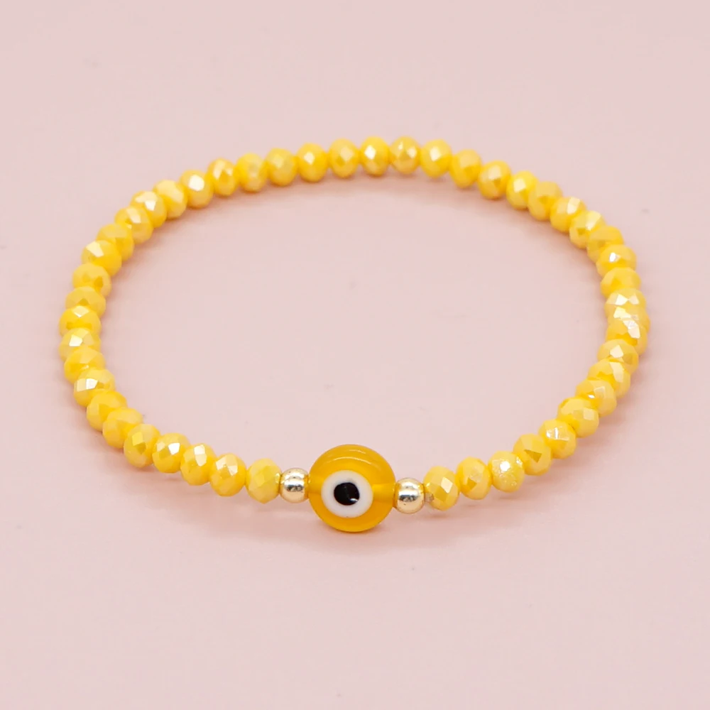 Go2Boho Evil Eye Bracelet for Women Fashion Couple Jewelry Solid Colorful Faceted Crystal Beaded Bracelets Summer Jewellery Gift 6