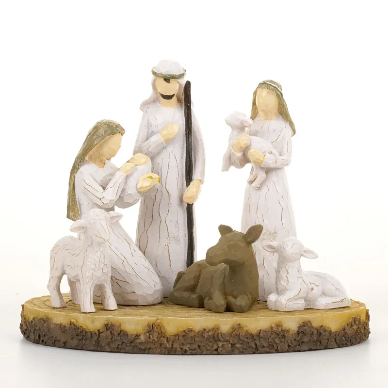 Resin Sculptural Decorations Base Christmas Wedding Bible Anniversary Gift Family Desktop Gift