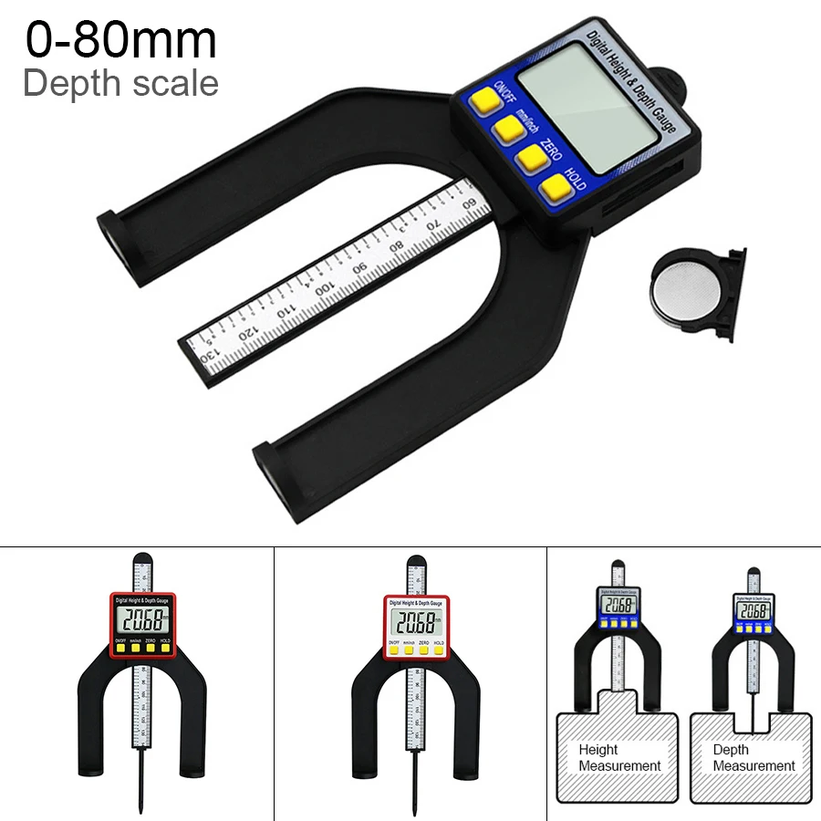 

0 - 80mm LCD Light Weight Digital Display Height Gauge Depth Gauge for Woodworking / Home Decoration with Magnetic Foot
