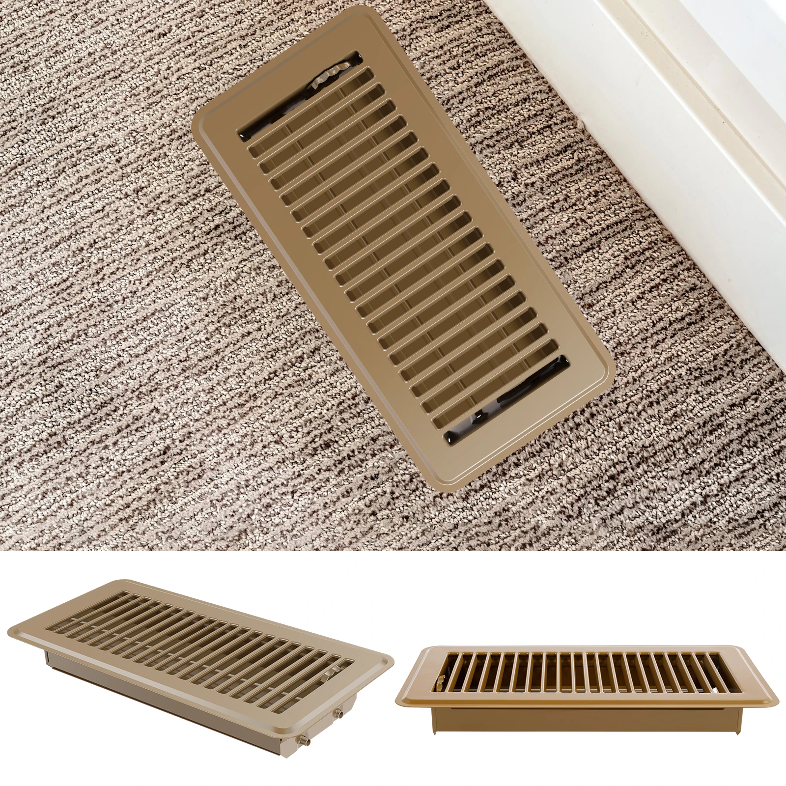2Pcs Floor Vent Covers 10inch Heavy Duty Floor Register Aluminium Alloy Heat Vent Covers Rust Proof Grates Adjustable