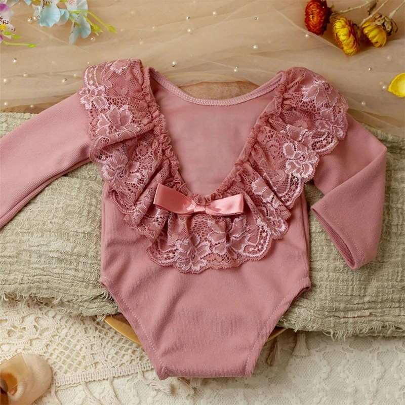 Baby Photo Clothing Lovely Princess Lace Jumpsuit Long Sleeve Romper Newborns Shower Party Elegant One-piece Photo Props A2UB - 2