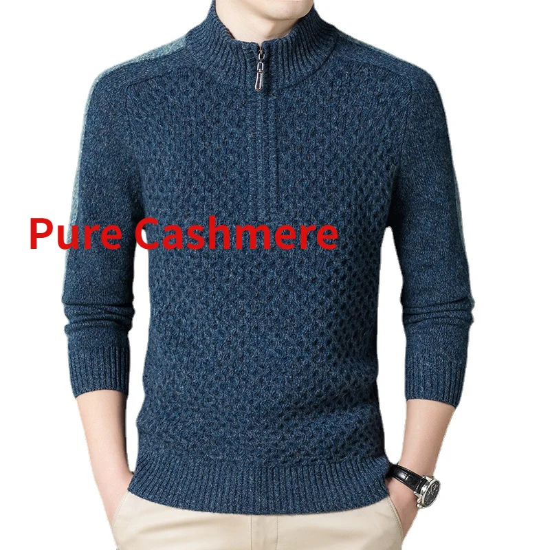 

Arrival Fahsion Thick Pure New Cashmere Half High Zipper Collar Winter Business Pullover Men's Sweater Size XS -3XL