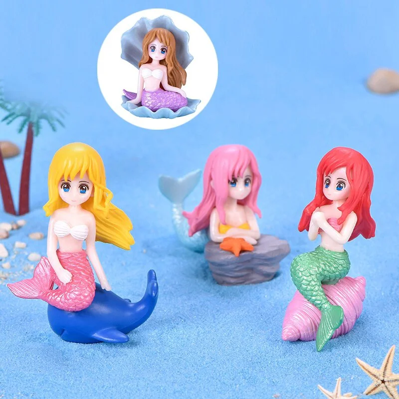 

4pcs Aquarium Decoration Mermaid Landscape Turtle Tank Aquarium DIY Micro Landscape Creative Arts and Crafts Small Ornaments