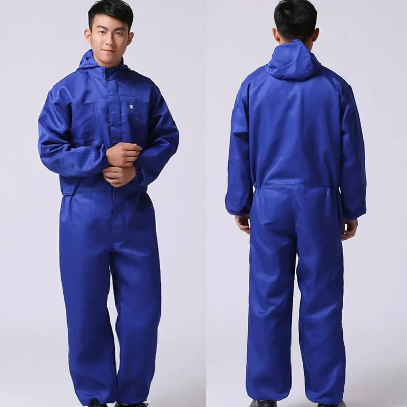 

Summer Workwear Sleeve Men's Dust-proof Colthes Worker Coverall Repair Breathable Machine Working Overalls Long Jumpsuit Protect